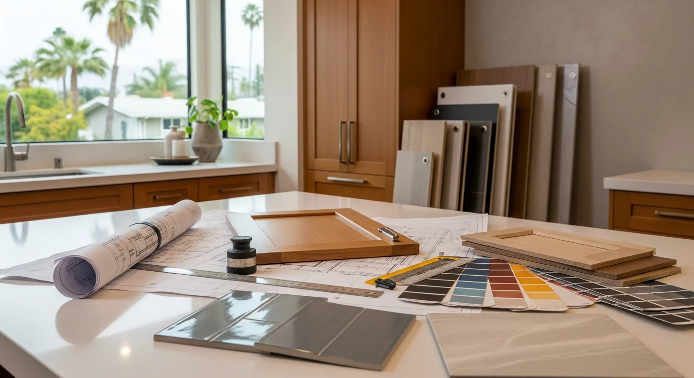 Modern kitchen interior with custom cabinetry and countertops